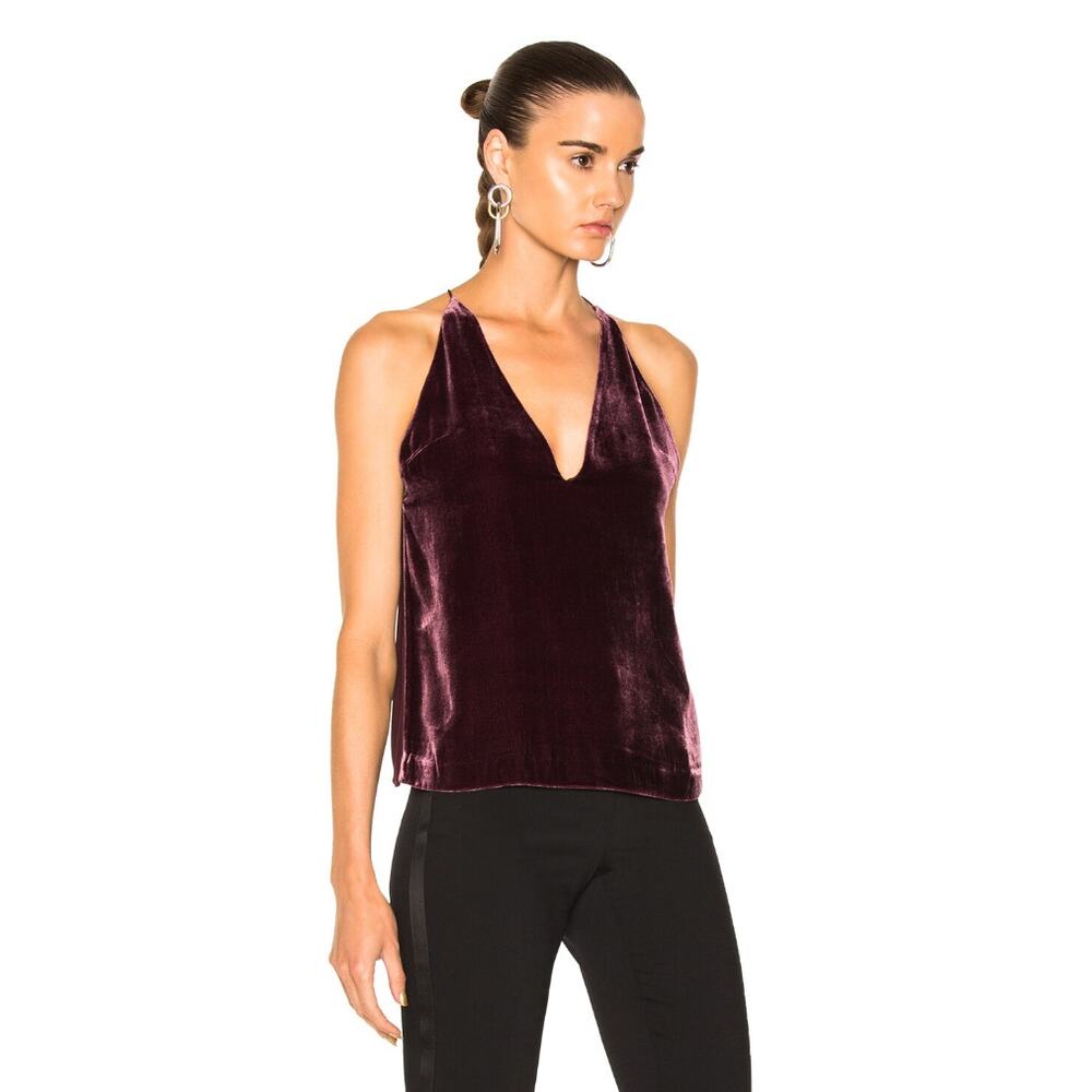 DION LEE Velvet Silk Fine Line Cami Top in Wine // M - Picture 3 of 14